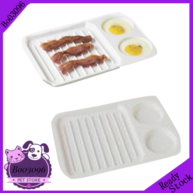 Microwave Oven Rectangular Plastic White Bacon Steamed Egg Dish Tray Kitchen Tool Breakfast