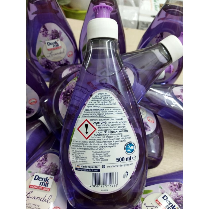 Nước rửa bát đậm đặc Denkmit với 6 mùi để lựa chọn gồm sả, dừa, lô hội, oải hương... dung tích 500ml, hàng nội địa Đức