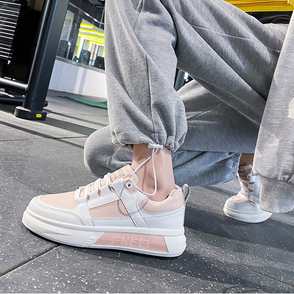 Giày Sneaker Nữ BUXINO14 Giày Thể Thao Nữ Đế Bằng 4cm Cột Dây Cổ Thấp Ulzzang Chạy Bộ Đi Học Đi Chơi Size Từ 36 Đến 39