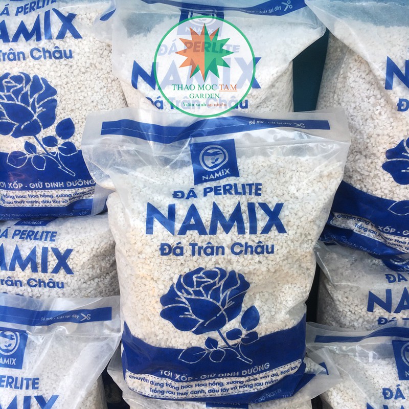 Đá Perlite - Đá Trân Châu Namix trồng cây (Túi 5dm3 - Mẫu mới năm 2020) - Giá thể trồng cây cao cấp, tơi xốp, nhẹ