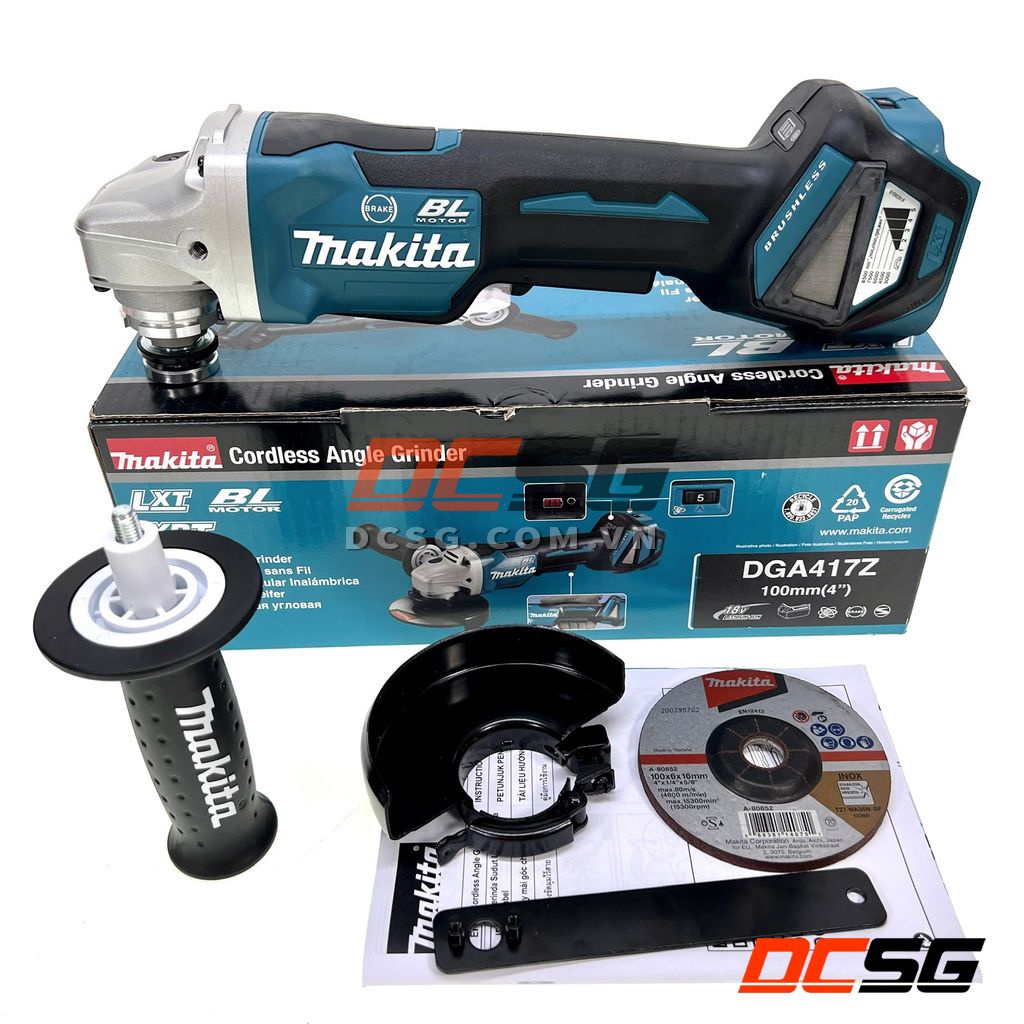 Máy mài góc 100mm dùng pin 18V Makita DGA417Z (công tắc bóp) | DCSG