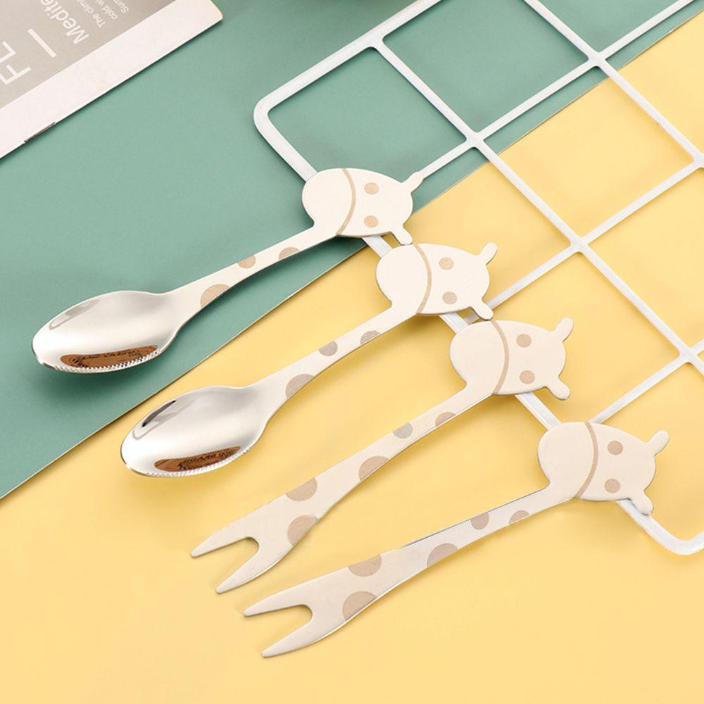 WTTLE Bộ 4 Muỗng Nĩa Ăn Tráng Miệng Bằng Thép Không Gỉ