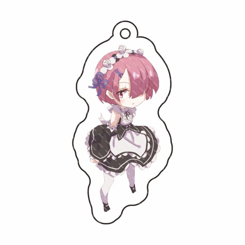 Móc Khóa Acrylic In Hình Anime Re Zero Rem Ram Subaru Emilia Dễ Thương