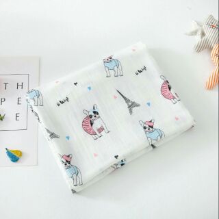 Vải Xô nhật - chó tháp hồng 2 lớp