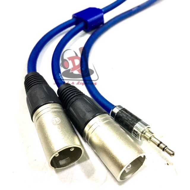 Dây Jack 3.5 ly ra 2 đầu Jack canon đực dài 3 mét Jack 3.5mm sang Jack canon XLR, 	jack 3.5 ra 2 đầu, jack canon đực cái