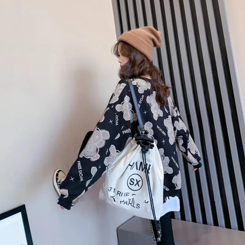 ZHELIHANGFEI Áo Thun Nữ Dài Tay Cổ Tròn Giả Hai Lớp Thời Trang