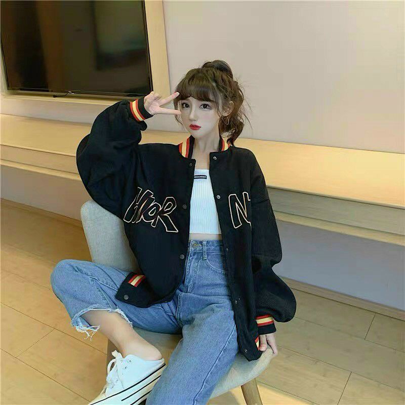 áo khoác nhung tăm bomber unisex tay viền form rộng, chất nhung bao đẹp mẫu siêu bán chạy