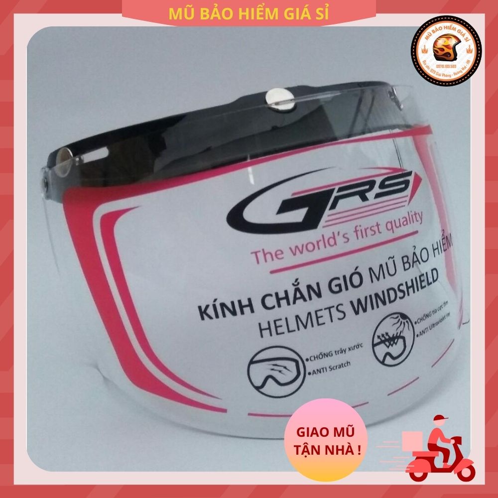 Kính mũ bảo hiểm 3 khuy GRS lắp cho mũ bh 1/2 và 3/4