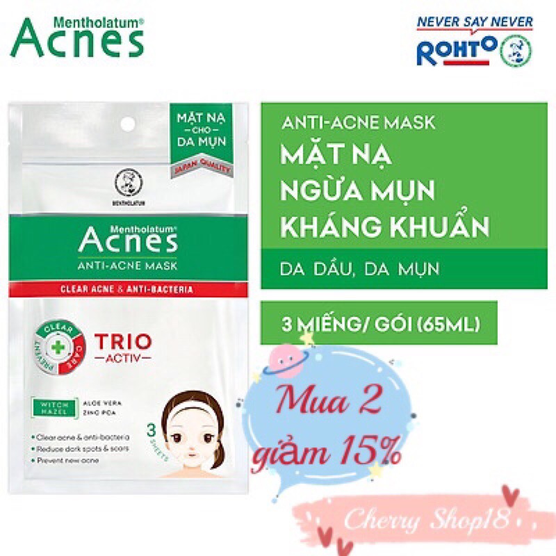 Mặt Nạ Chuyên Biệt Cho Da Mụn Acnes Anti-Acne Mask  date 24/1/2024