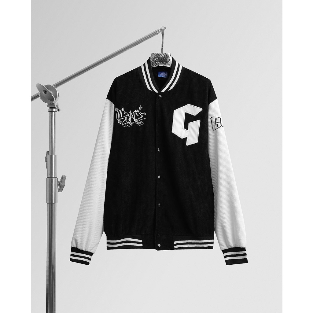 Áo Khóac Form Rộng Nhung Tăm Jacket Varsity Gonz V3