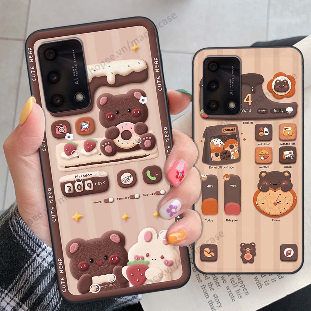 Ốp lưng Oppo A74 / A94 / A95 hình gấu, thỏ, đồng hồ cute dễ thương