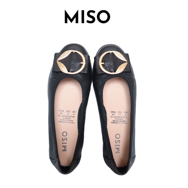 Giày búp bê nữ mũi tròn basic da thật êm mềm phối khoá độc đáo đi làm đi chơi MISO M020