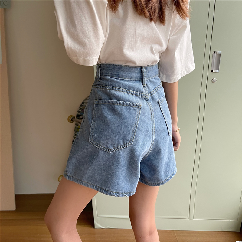 SUXI Quần jeans ngắn ống rộng thời trang dành cho nữ