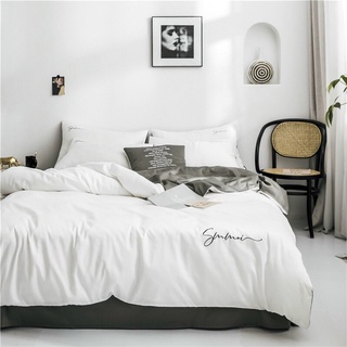 Trọn Bộ Chăn Ga Gối Nệm (4 Món) Nhập Khẩu LỤA SMMOI MÀU TRẮNG Cao Cấp.Thời Thượng.Chăn Ga Cưới,Gia Đình,Khách Sạn