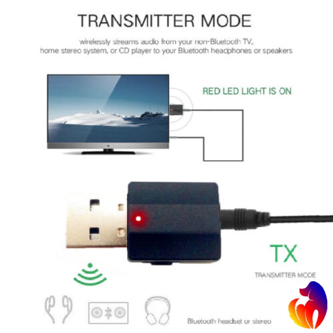 USB Thiết bị thu phát kết nối tín hiệu Bluetooth 5.0 AUX RCA USB 3.5mm 2 trong 1