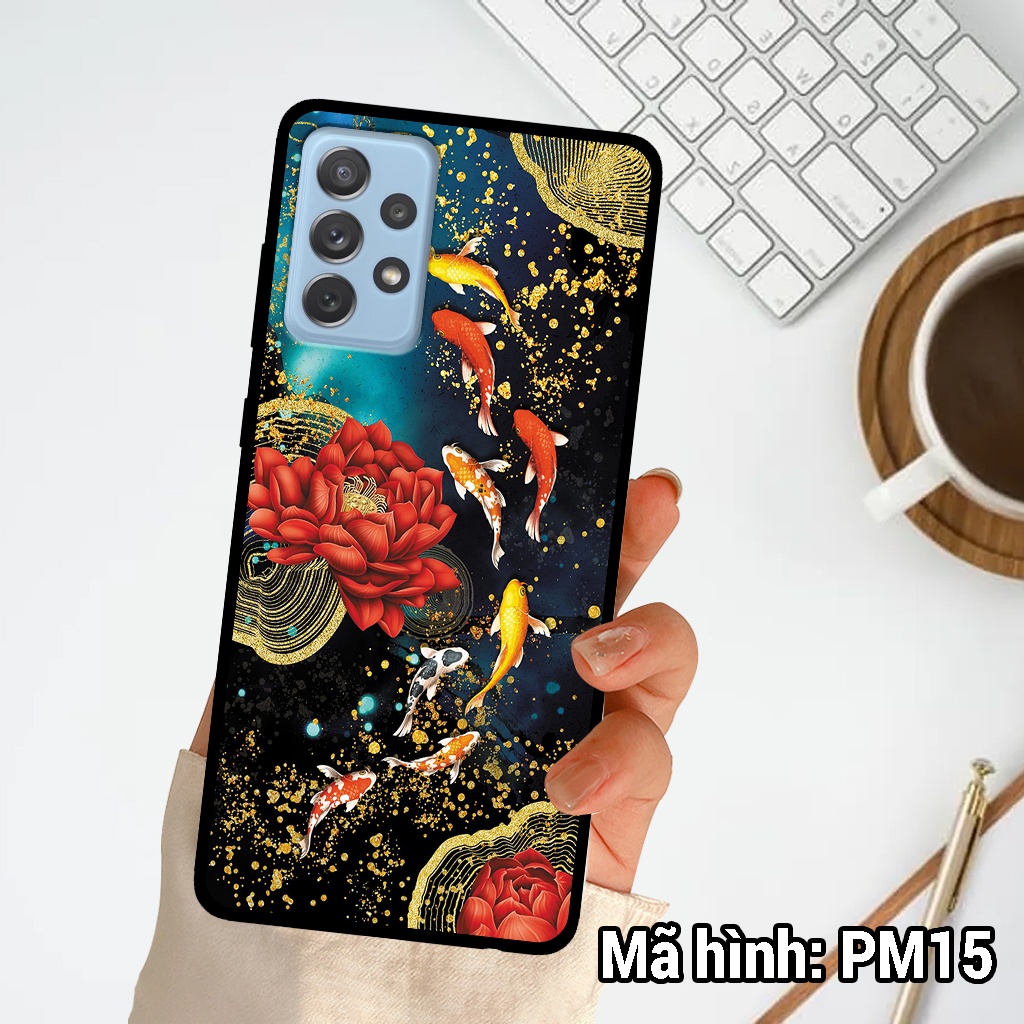 Ốp điện thoại Samsung A32/A52/A72 chất liệu KÍNH tráng gương in hình hoa sen phong thủy ,ốp lưng bền đẹp