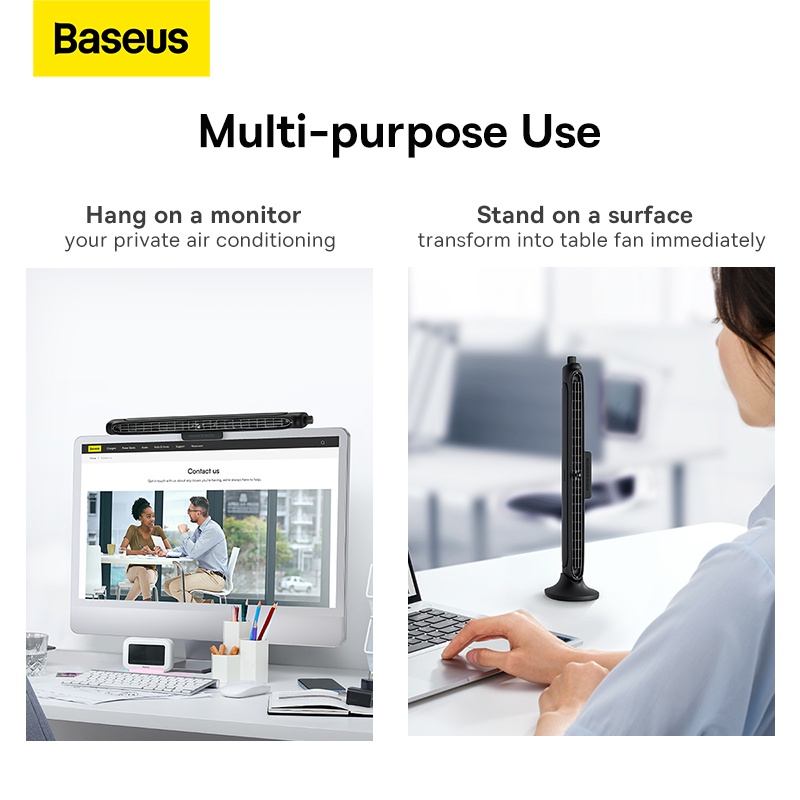 Quạt Gắn Màn Hình Kiêm Để Bàn Baseus Refreshing Monitor Cll.P-On &amp; Stand-Up Desk Fan