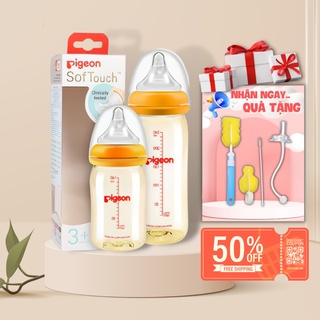 Bình sữa Pigeon Softouch cổ rộng dung tích 160ml và 240ml-PPSU