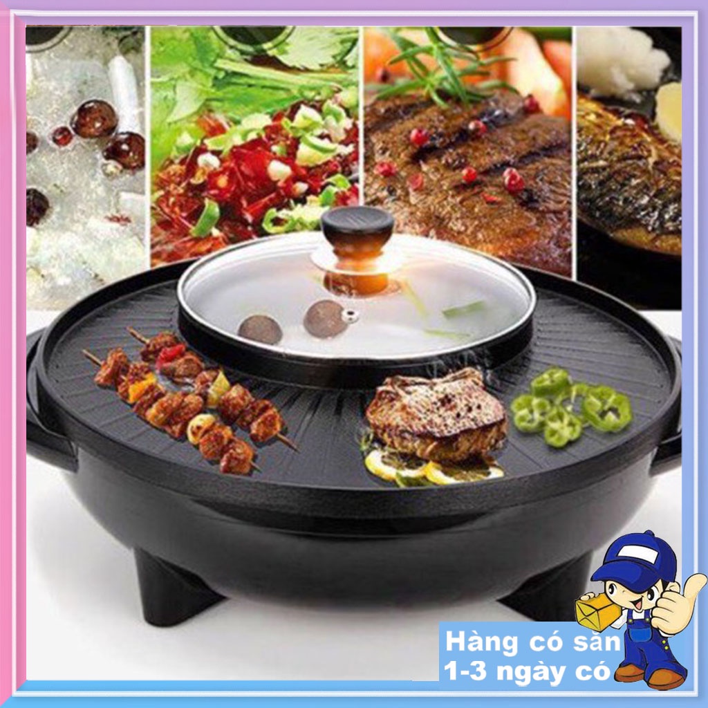 Bếp lẩu nướng đa năng BBQ - Nồi nướng lẩu 2 ngăn Hàn Quốc - Bảo hành 3 tháng