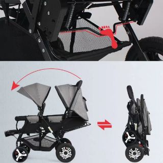 Xe đẩy đôi cho bé có thể gấp gọn( chính hãng blubaby)