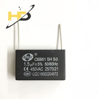 Tụ khởi động, tụ quạt cbb61 1.5uf 450vac loại chân cắm