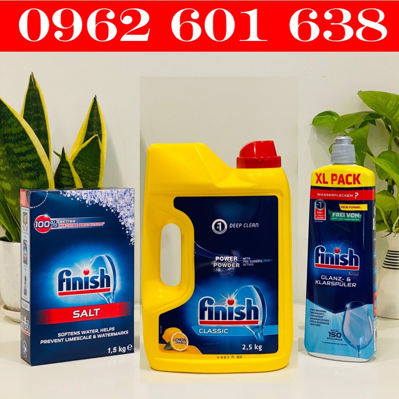  Combo Bột rửa bát Finish 2,5kg + bóng finish 750ml + muối Finish 1.5kg - HANOIMART