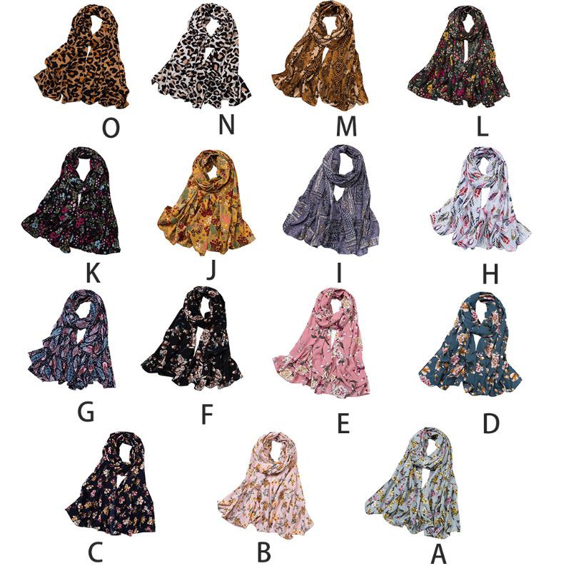 Khăn Choàng Đầu Chất Chiffon Hoạ Tiết Hoa Nhiều Màu Sắc Cho Nữ