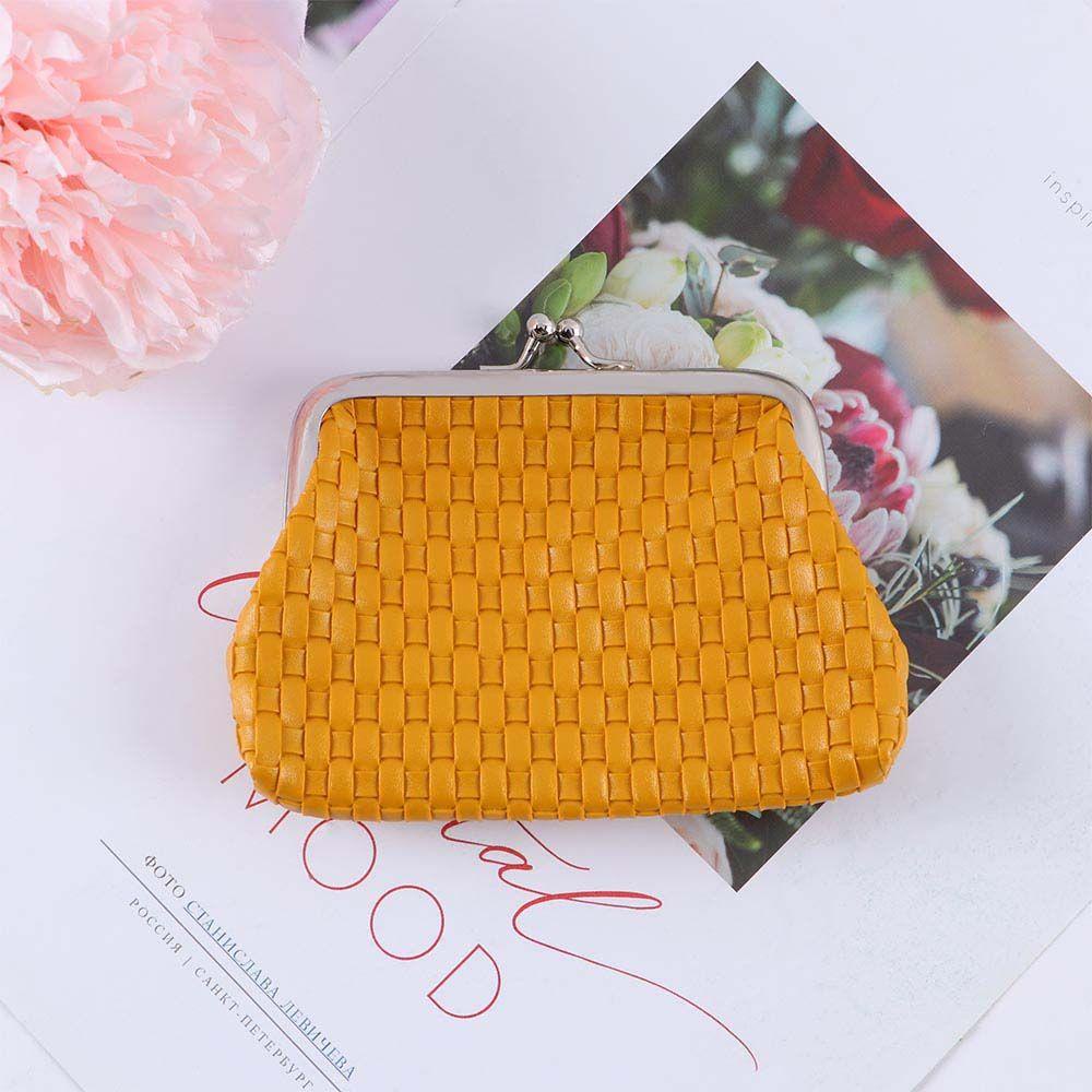 Ví Da Đựng Tiền Xu Màu Trơn Nhỏ Gọn Có Khóa Cài Cho Nữ