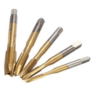 Bộ 5 Mũi khoan taro cắt ren, tạo ren xoắn M3 - M8 từ thép phủ Titan chống rỉ .
