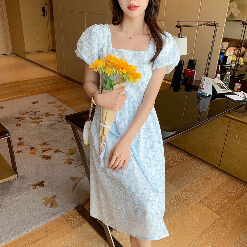 Đầm Midi Dáng Chữ A In Họa Tiết Hoa Nhí Xinh Xắn Thời Trang Mùa Hè Cho Nữ