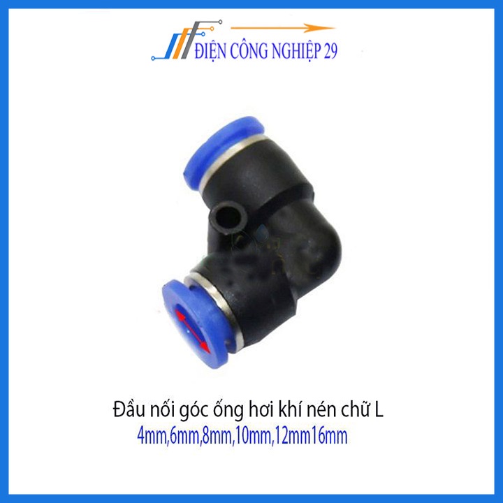 Cút góc chữ L, Đầu nối góc ống hơi khí nén, ống phun sương đầy đủ kích thước