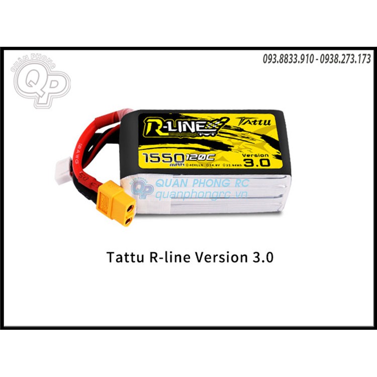 Pin Tattu R-Line 1550mAh 4S 120C 14.8V LiPo Battery XT60 Plug For FPV Racing Drones