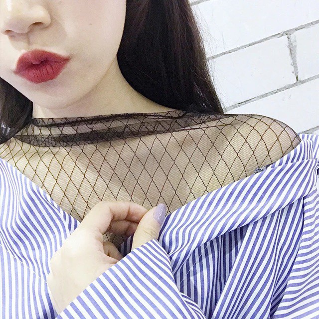 Áo lưới sọc caro Quảng Châu sexy