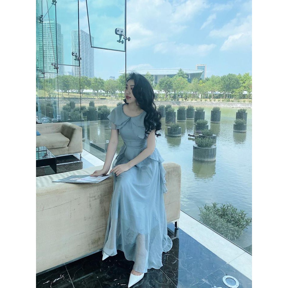 Maxi tơ cao cấp Ruby, cực tôn và trắng da, tay chờm che tay tiểu thơ Nàng nha