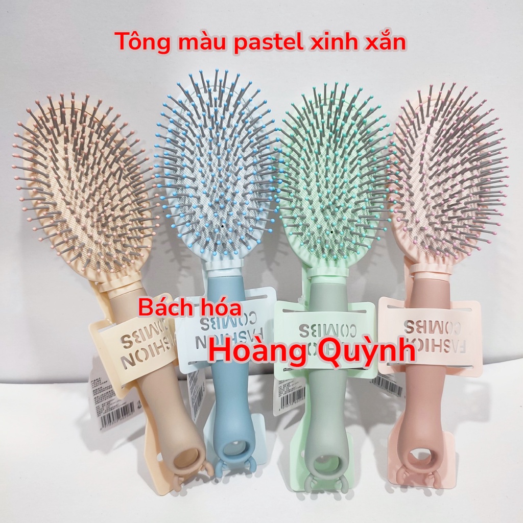 Lược gai gỡ rối tóc, tạo kiểu tóc, massage da đầu loại OVAL cán thú xinh xắn