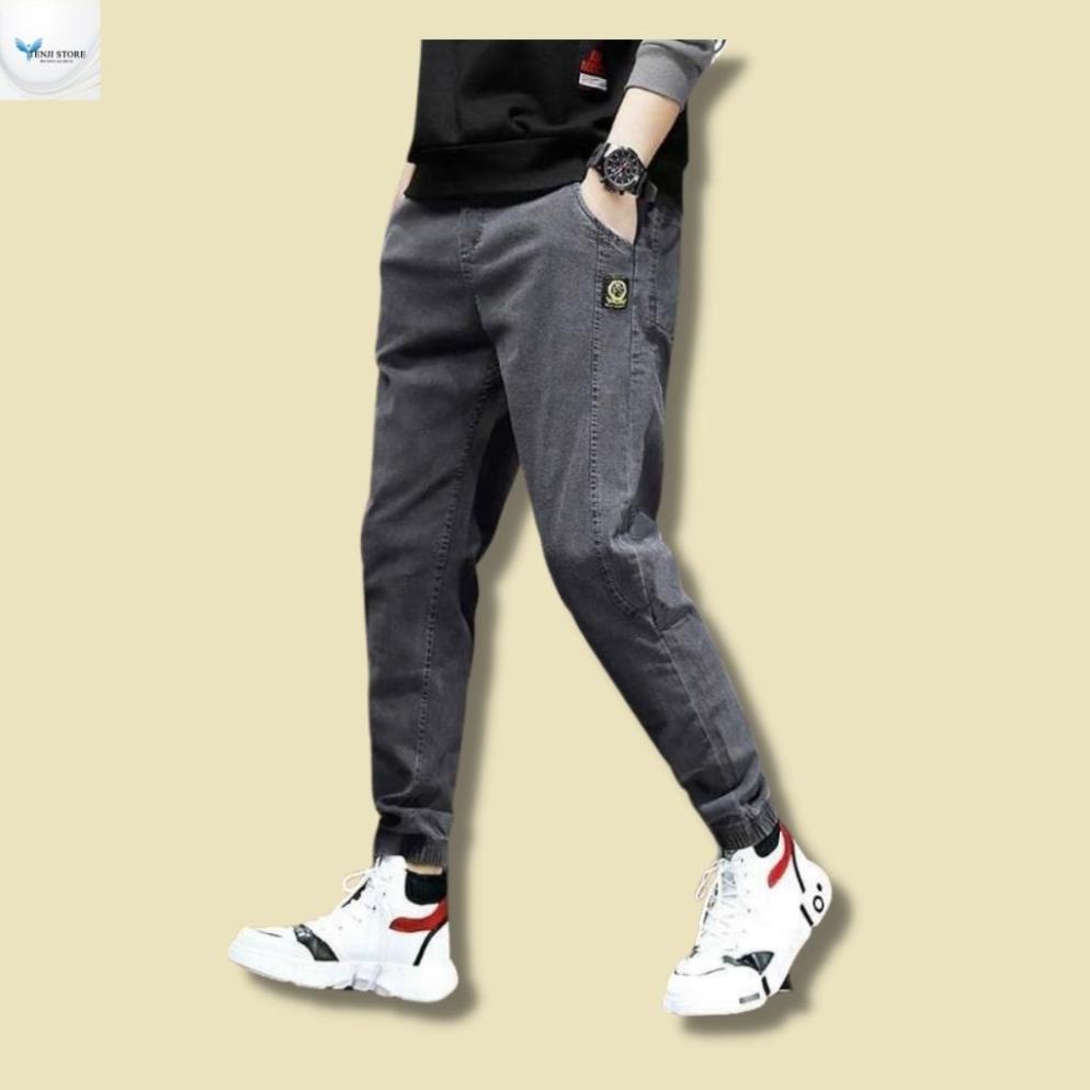 Quần jean jogger nam màu xám đậm bo chân không rách gối chất liệu bò cao cấp co dãn 4 chiều from dáng baggy skinny Q01 !