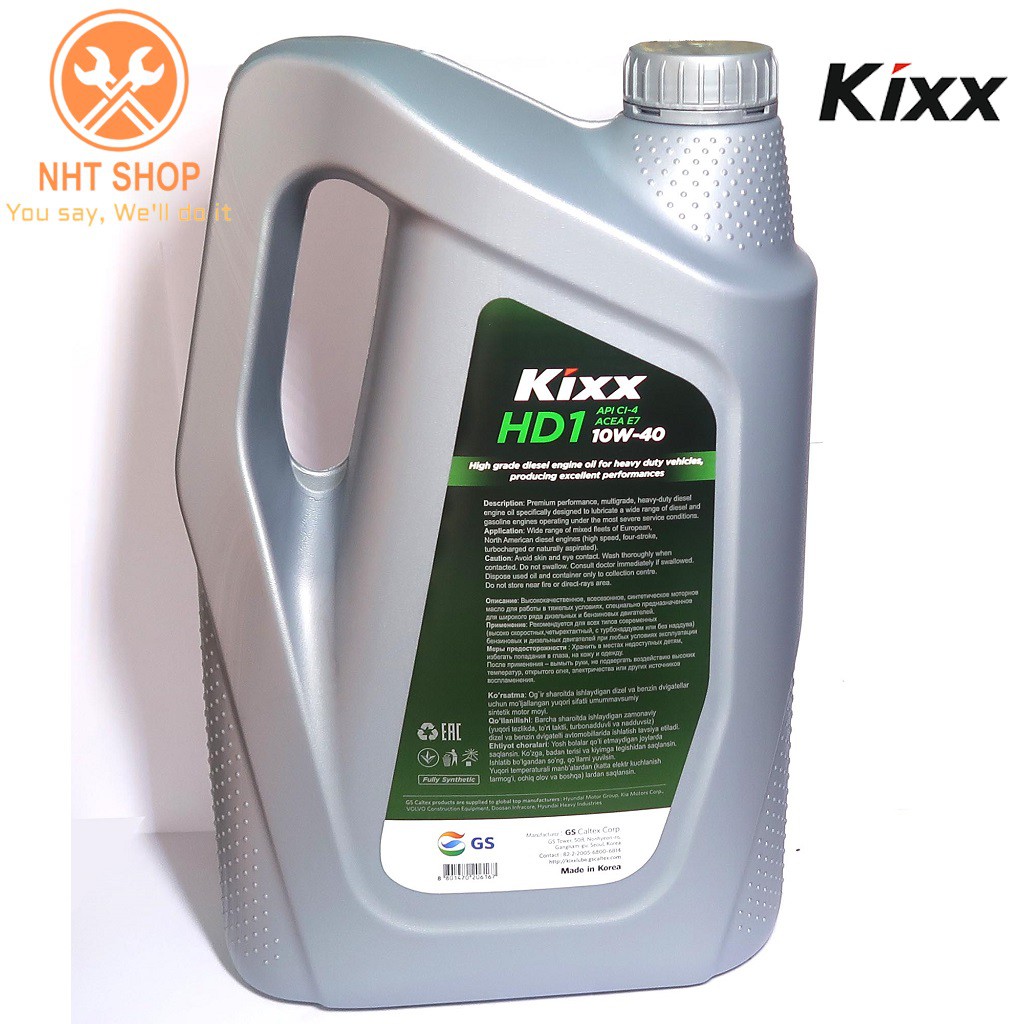 [ CAO CẤP ] Dầu động cơ Kixx HD1 CI-4 E7 10W40 6L Fully Synthetic – NHT Shop