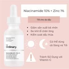 Serum The Ordinary niacinamide 10 + zinc 1 tinh chất giảm mụn thu nhỏ lỗ chân lông làm đều màu da
