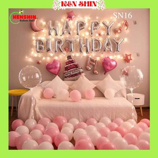 Trang Trí Sinh Nhật Happy Birthday Bóng Bay Trang Trí  Tông Hồng Và Đèn Led Nhiều Kiểu Phụ Kiện Đồ Trang Trí Bong Bóng