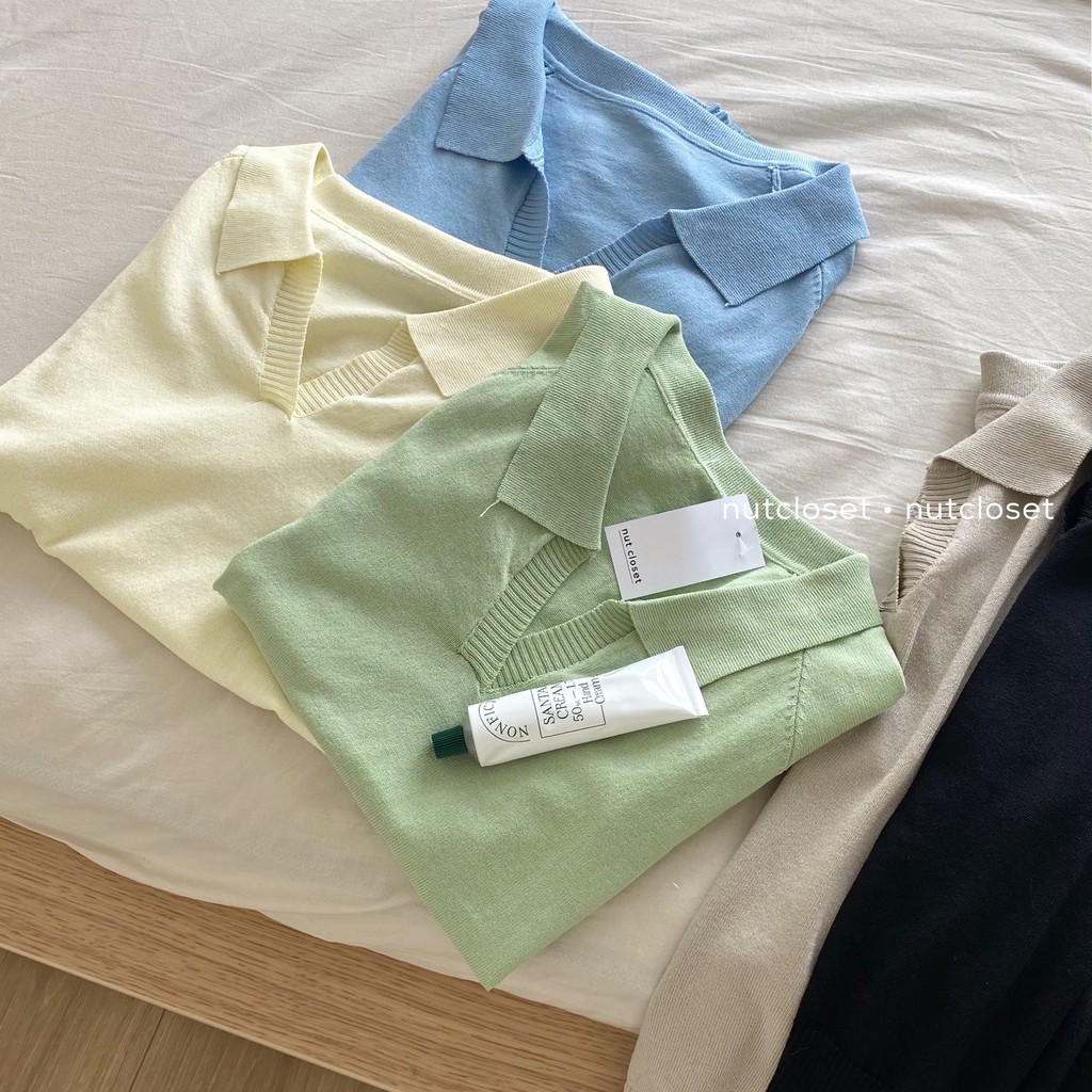 Áo mông tơ ghi cổ polo _ A0190