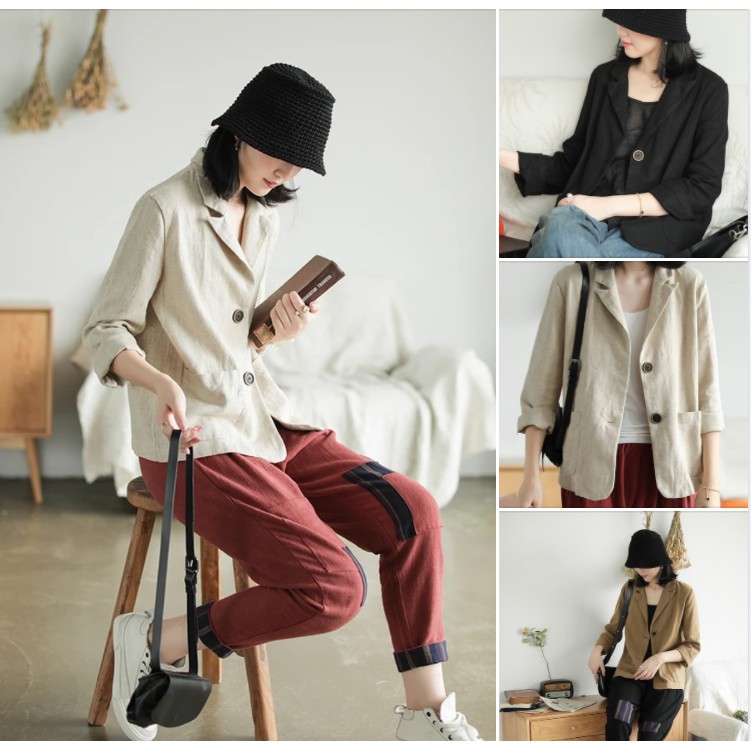 Áo khoác Blazer, Vest nữ tay lửng hai cúc trẻ trung sang trọng | BigBuy360 - bigbuy360.vn