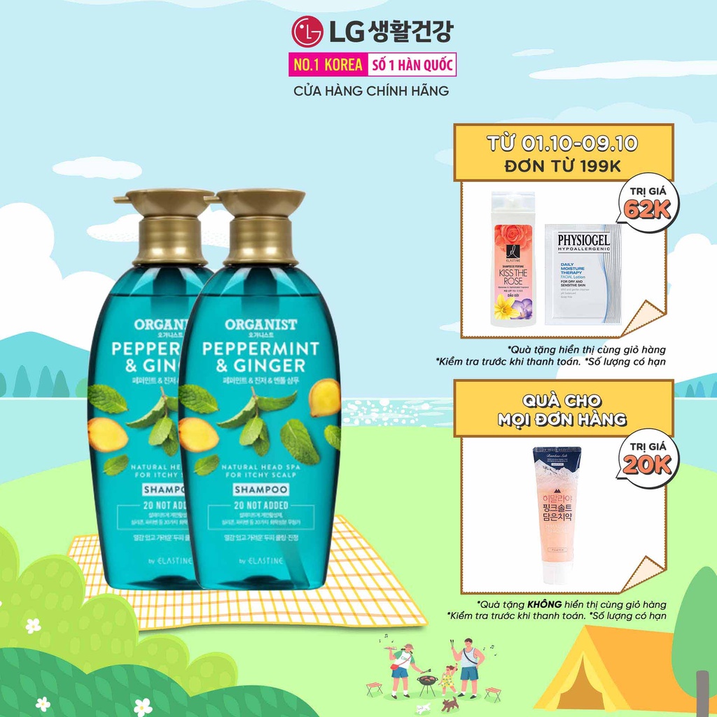 Combo 2 Dầu gội Organist dành cho tóc và da đầu gàu – Gừng và Bạc Hà 500ml