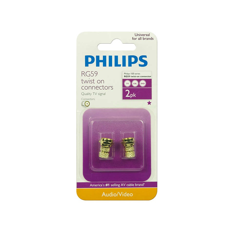 Đầu nối cáp đồng trục RG59 ( loại F ) Philips SWV 2021H/37 màu vàng , SWV 2021W/37 màu bạc
