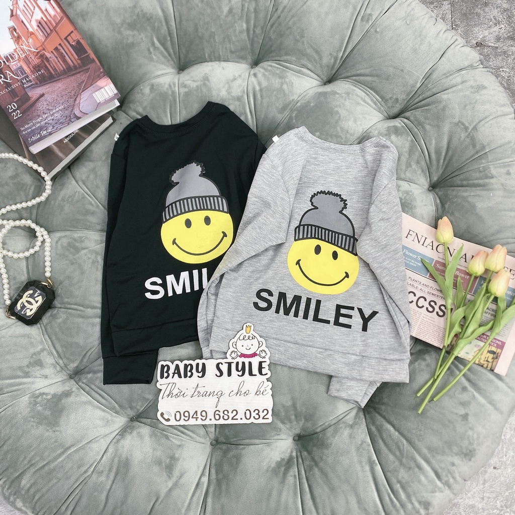 Bộ quần áo nỉ thu đông &quot;SSMILE&quot; 14-45kg cho bé gái 4-14 tuổi. Vải da cá dày dặn. Thoải mái. G38