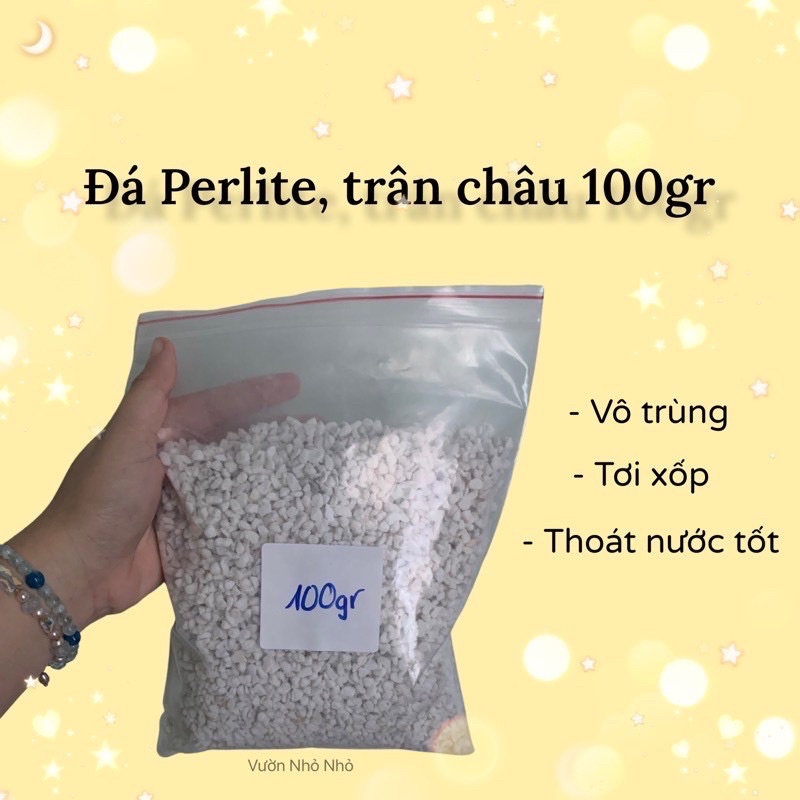 100gr Đá Perlite , Đá Trân Châu siêu phẩm trộn giá thể trồng Sen đá, Xương rồng, Hương Thảo, Hoa hồng - Vườn Nhỏ Nhỏ