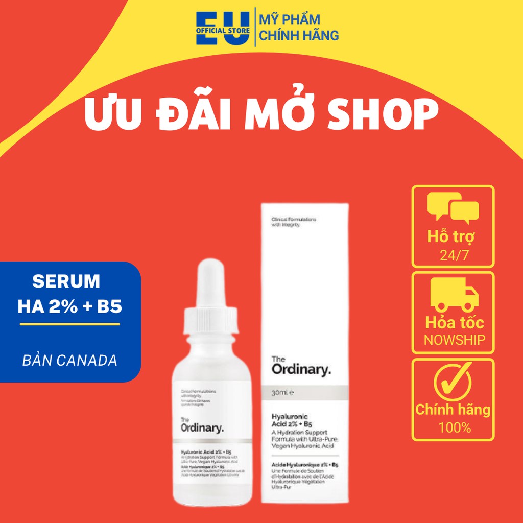 [Loại 30ml/60ml] Tinh chất Serum The Ordinary Hyaluronic Acid 2% + B5 cấp ẩm hồi phục da