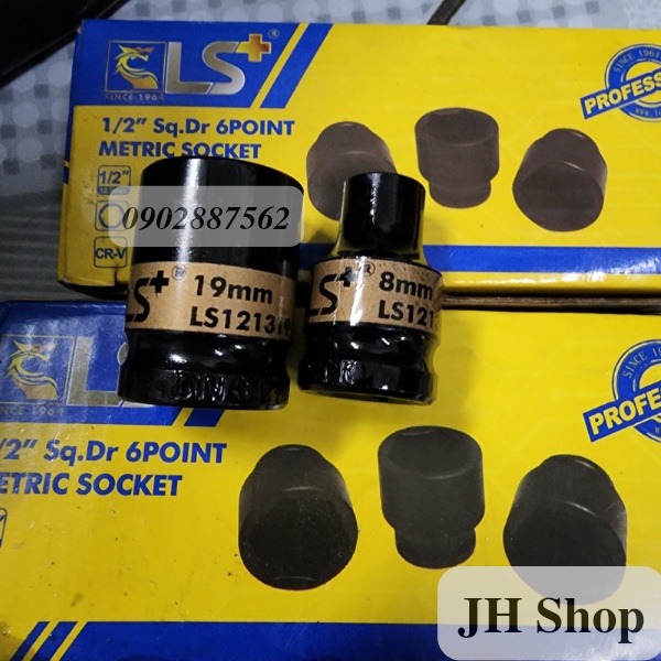 đầu tuýp 1/2 LS+ chất liệu thép đen cao cấp dùng hơi đủ size (8mm-32mm)