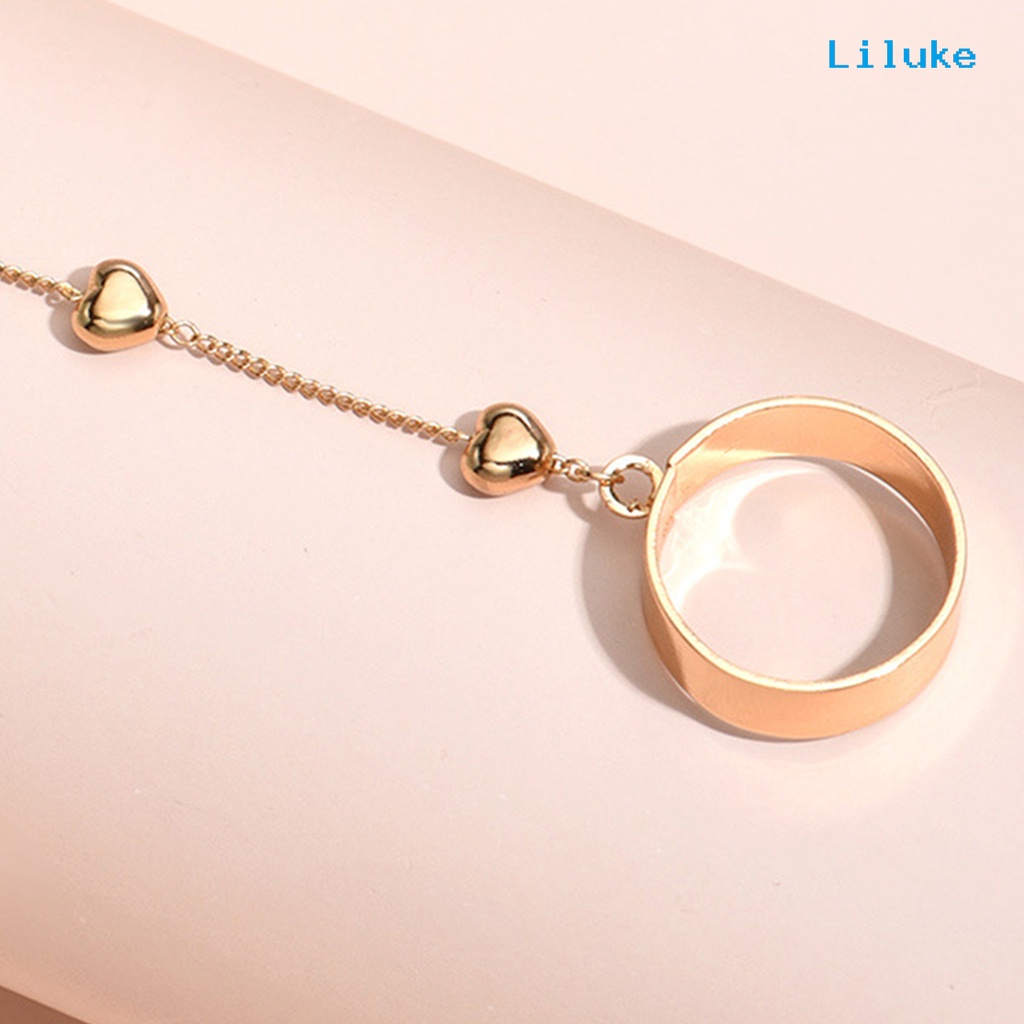 Bộ Nhẫn + Vòng Đeo Tay + Nhẫn + Đôi Khuyên Tai Hình Trái Tim Bằng Hợp Kim Màu Trơn Đơn Giản Thời