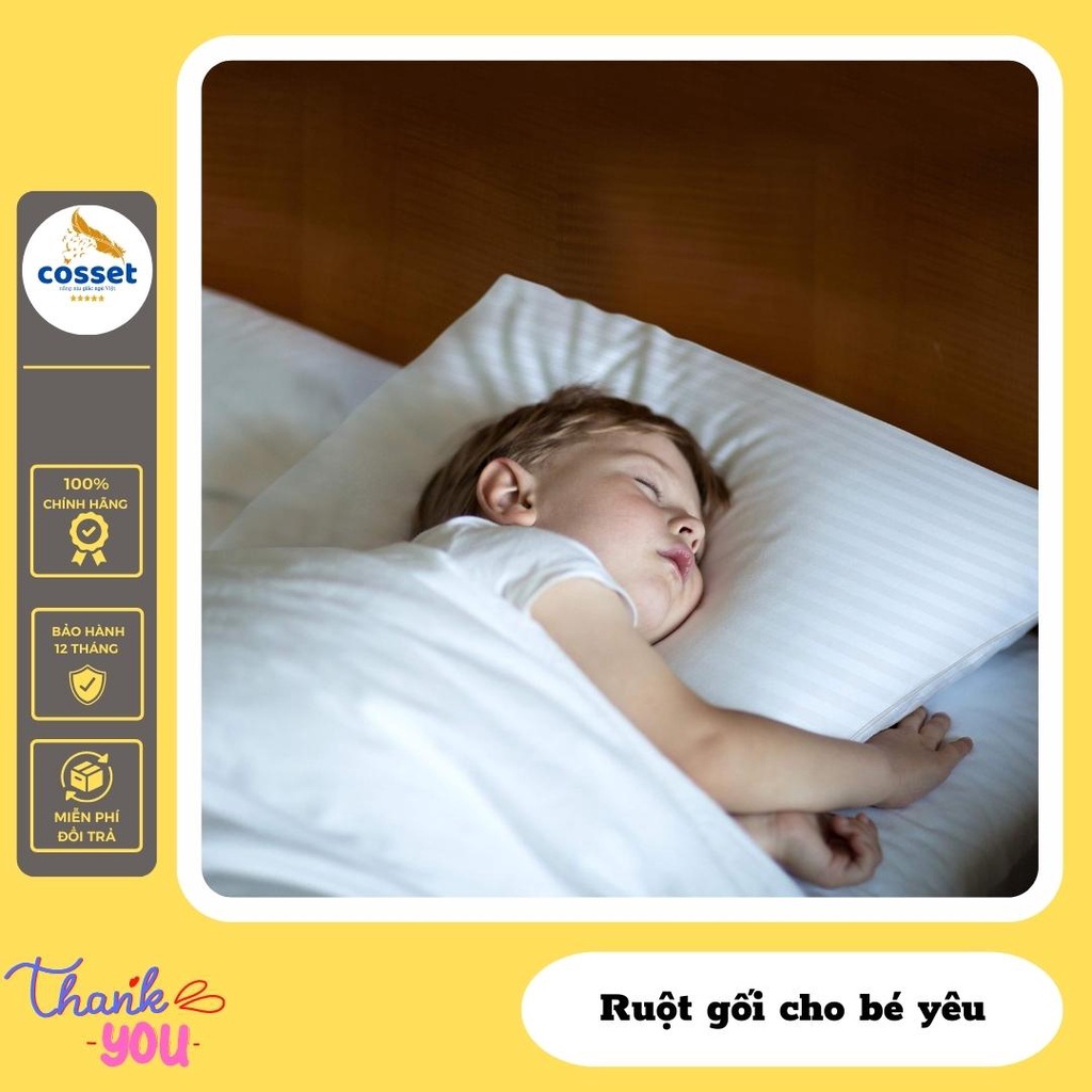 Gối cho bé 2 tuổi đến 10 tuổi, gối trẻ em cotton KÍCH THƯỚC 35x50 cm - ruột gối làm bằng bông Microfiber