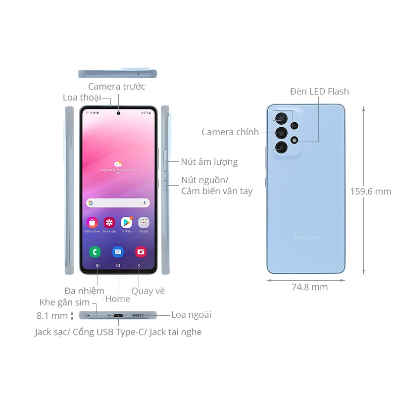 Điện thoại Samsung Galaxy A53 5G - Hàng Chính Hãng, Mới 100%, Nguyên seal, Bảo Hành 12 Tháng